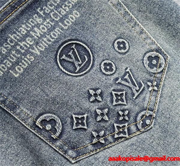 LOUIS VUITTON ルイヴィトン スーパーコピー 2025秋冬注目・インディゴ 立体ロゴ エンボス デニムパンツ 