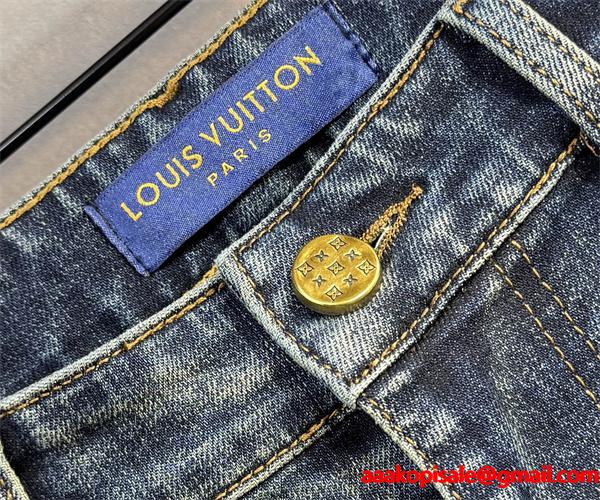 2025秋冬話題作・ネイビー 刺繍 LOUIS VUITTON ルイヴィトン コピー デニムパンツ トレンド最前線