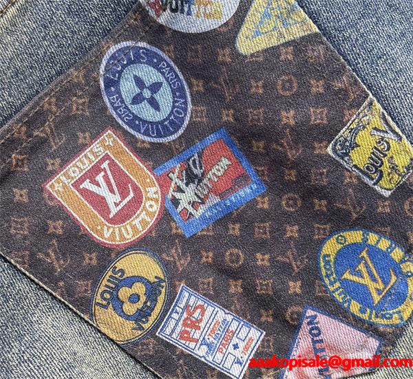 LOUIS VUITTON ルイヴィトン コピー 2025秋冬・グレーデニム パッチワーク風 デザインパンツ 要チェック