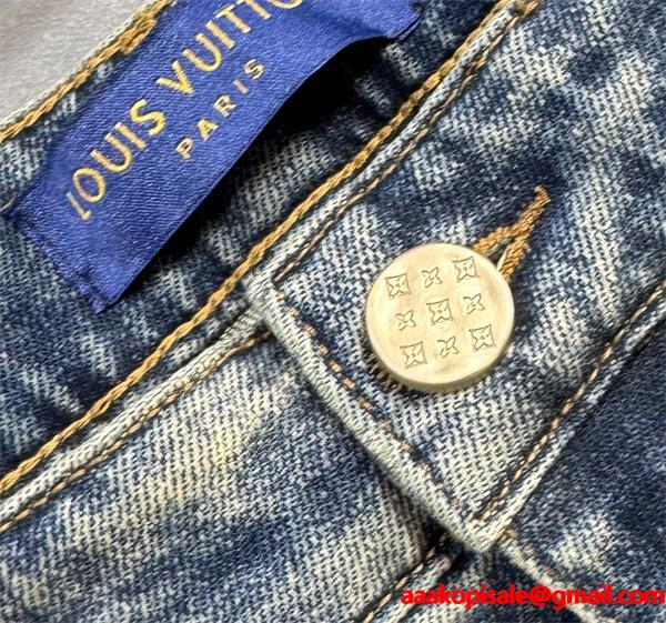LOUIS VUITTON ルイヴィトン コピー 2025秋冬・グレーデニム パッチワーク風 デザインパンツ 要チェック