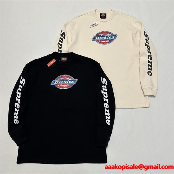 ☆トレンド☆DKシュプリーム長袖tシャツコピー SUPREME X DICKIES コラボ FW25 THERMAL L/S TEE 