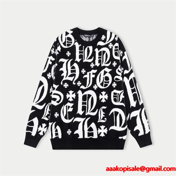  2025秋冬 限定 CHROME HEARTS クロムハーツ コピー プレミアム ブラック プルオーバー ニット 人気 