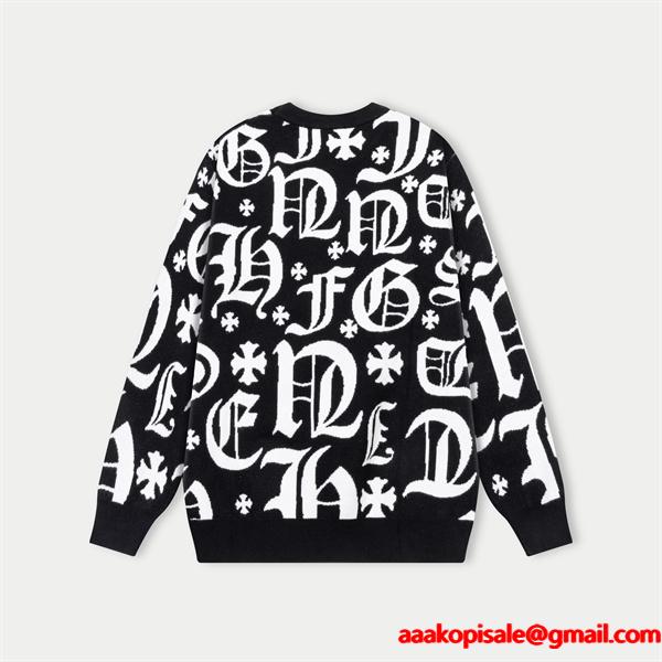  2025秋冬 限定 CHROME HEARTS クロムハーツ コピー プレミアム ブラック プルオーバー ニット 人気 