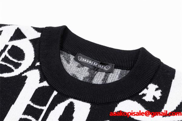  2025秋冬 限定 CHROME HEARTS クロムハーツ コピー プレミアム ブラック プルオーバー ニット 人気 