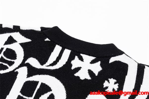  2025秋冬 限定 CHROME HEARTS クロムハーツ コピー プレミアム ブラック プルオーバー ニット 人気 
