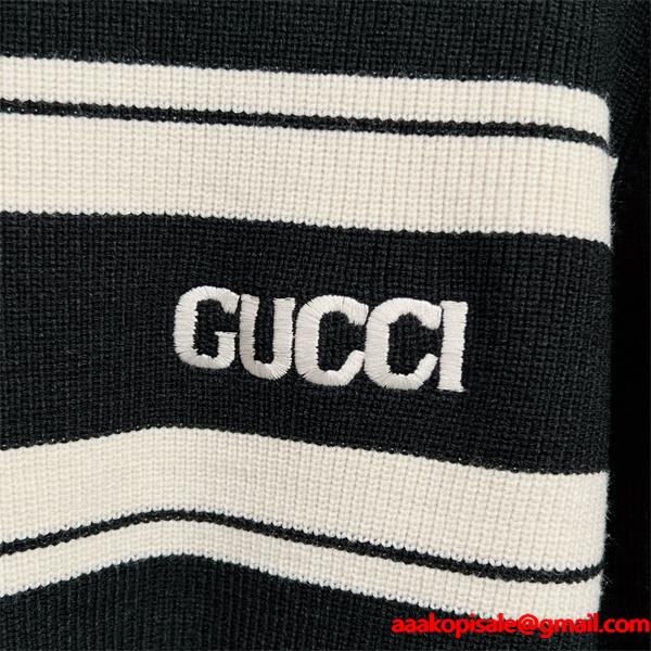  グッチ コピー 2025秋冬 上質 ボルドー GUCCI ロゴニット 人気 メンズ必見 大人カジュアル