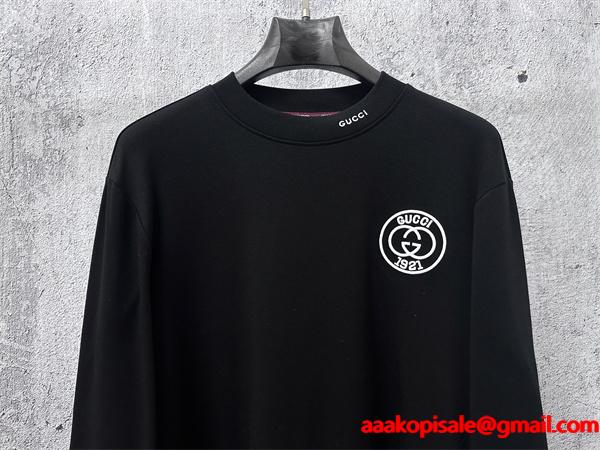  2025秋冬 定番 ブラック GUCCI ロンT おしゃれ 高評価 グッチ コピー