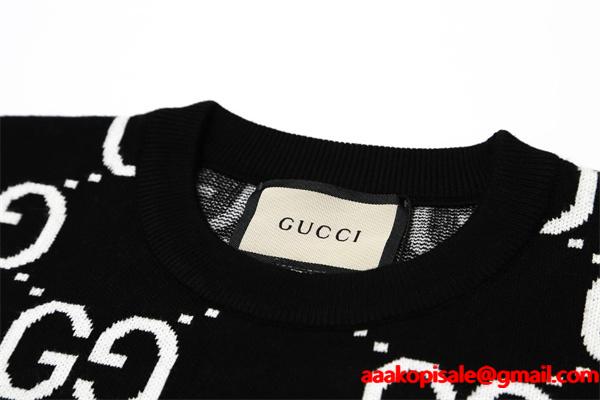 2025秋冬 高級暖か ネイビー GG総柄 GUCCI ニットセーター 大人上品  グッチ コピー