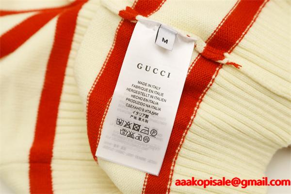 グッチ コピー 2025秋冬 柔らか上質 クリームカラー GUCCI ボーダーニット 旬のトレンド