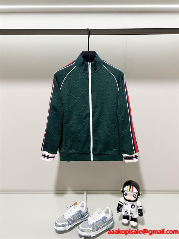 2025秋冬 プレミアム質感 ブラック GGジャカード GUCCI グッチ コピー トラックジャケット 