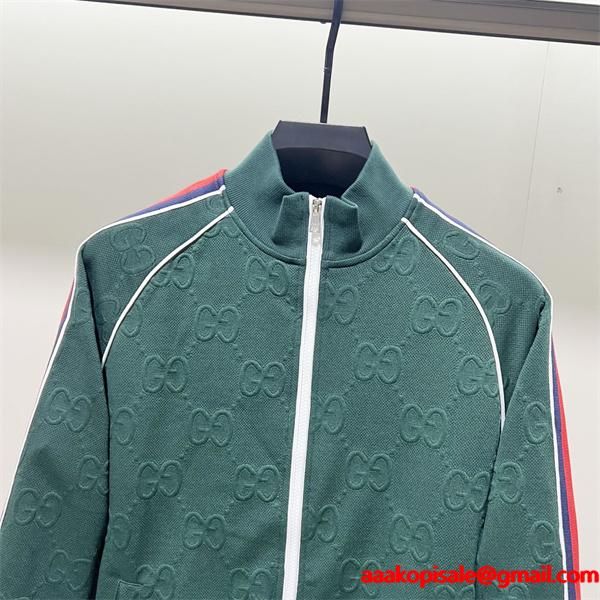 2025秋冬 プレミアム質感 ブラック GGジャカード GUCCI グッチ コピー トラックジャケット 
