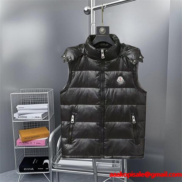 2025秋冬 軽量暖か ブラック MONCLER モンクレール コピー ダウンベスト 高機能デザイン