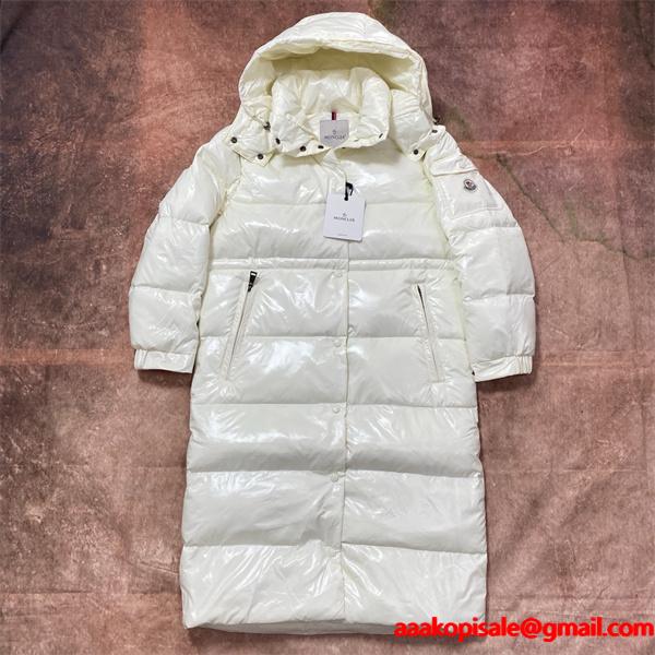 モンクレール コピー MONCLER 2025秋冬 新作 ブラック 高級 光沢 ロングダウンコート シルエット