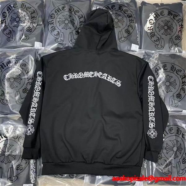 人気上昇中【Chrome Hearts】Vertical Logo Fleece Zip-Up Hoodieクロムハーツジップアップコピー
