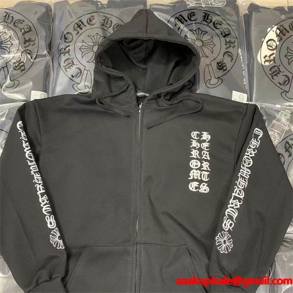 人気上昇中【Chrome Hearts】Vertical Logo Fleece Zip-Up Hoodieクロムハーツジップアップコピー