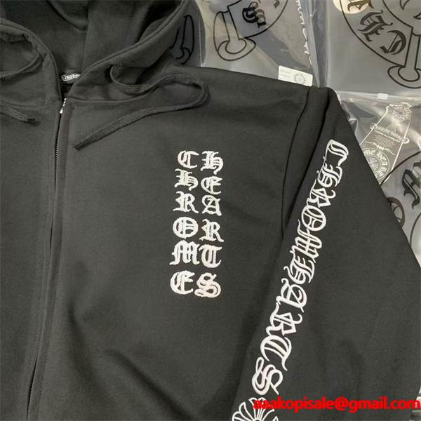 人気上昇中【Chrome Hearts】Vertical Logo Fleece Zip-Up Hoodieクロムハーツジップアップコピー