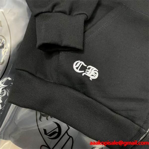 人気上昇中【Chrome Hearts】Vertical Logo Fleece Zip-Up Hoodieクロムハーツジップアップコピー