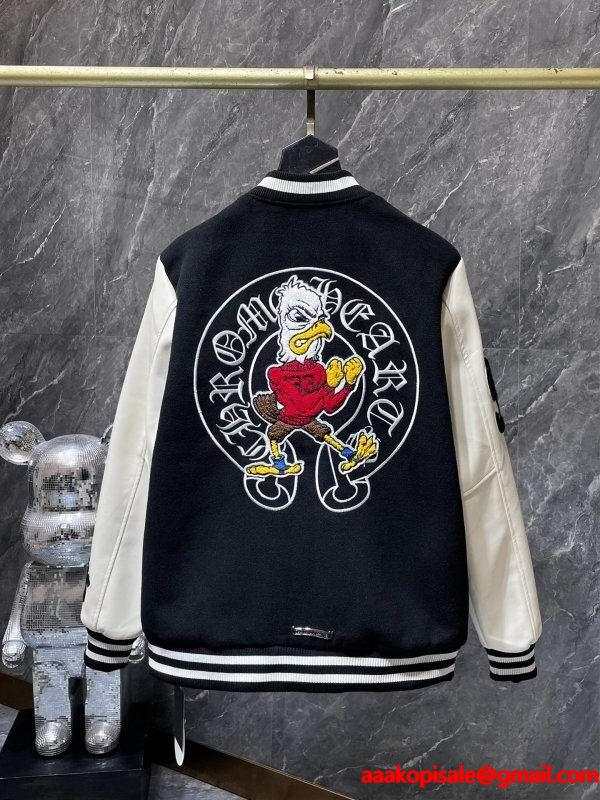 お洒落人気Chrome Hearts Cross Patch Varsity Jacketクロムハーツ