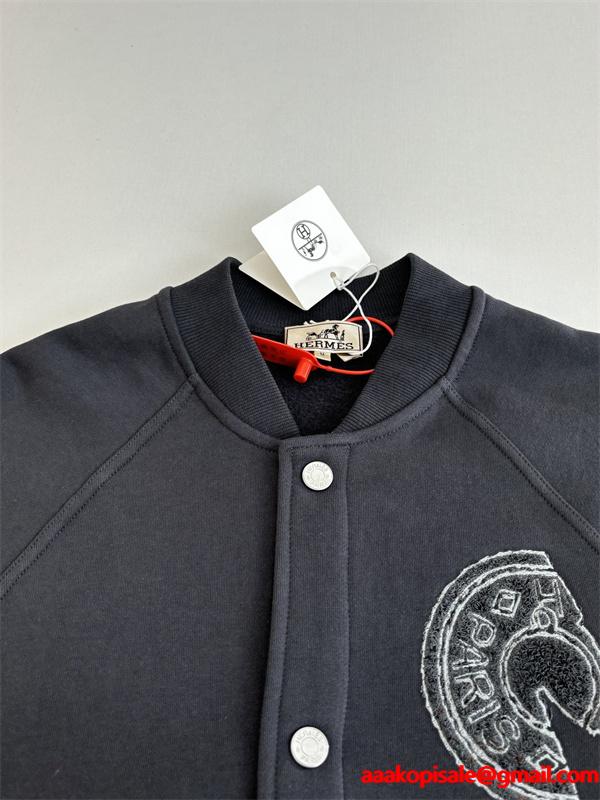 2025秋冬 上質 ダークグレー HERMES スエルメス コピー タジャン風 ジャケット 大人シック おしゃれ 