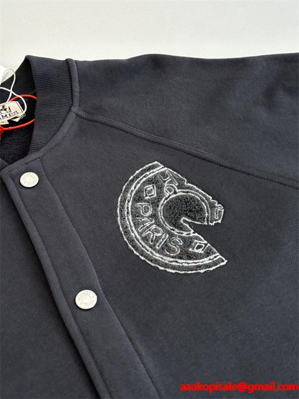 2025秋冬 上質 ダークグレー HERMES スエルメス コピー タジャン風 ジャケット 大人シック おしゃれ 