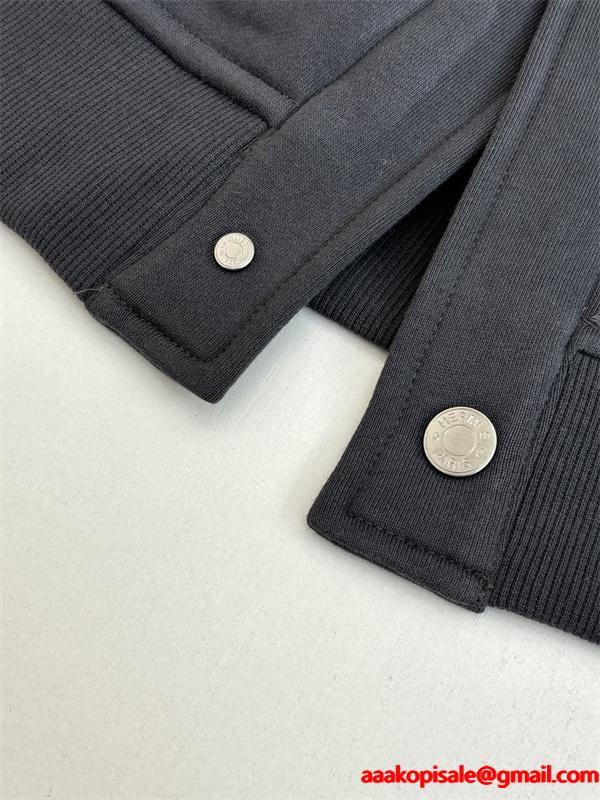 2025秋冬 上質 ダークグレー HERMES スエルメス コピー タジャン風 ジャケット 大人シック おしゃれ 