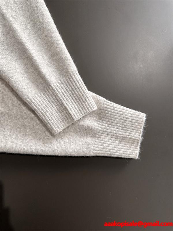 ふんわり グレー  HERMES エルメス コピー ニットセーター 高級ウール混 メンズ 上品 暖かい 柔らか 