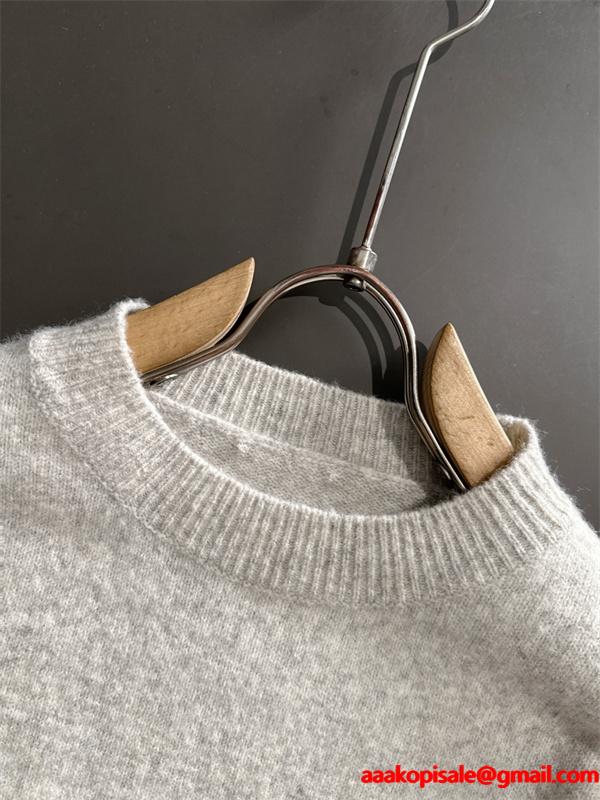 ふんわり グレー  HERMES エルメス コピー ニットセーター 高級ウール混 メンズ 上品 暖かい 柔らか 