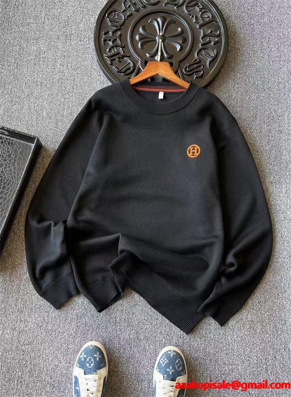 定番 ブラック＆グレー HERMES エルメス コピー ニット 暖か 大人カジュアル