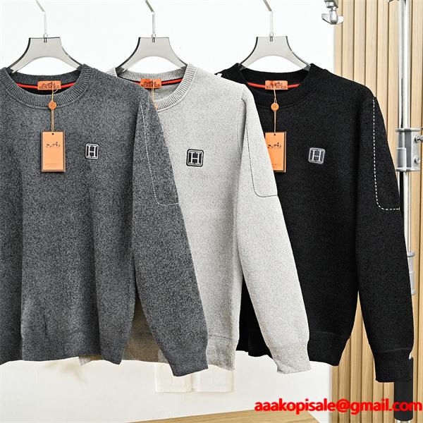 暖か グレー系 HERMES エルメス コピー ニットセーター ベーシック万能 人気