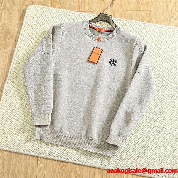 暖か グレー系 HERMES エルメス コピー ニットセーター ベーシック万能 人気
