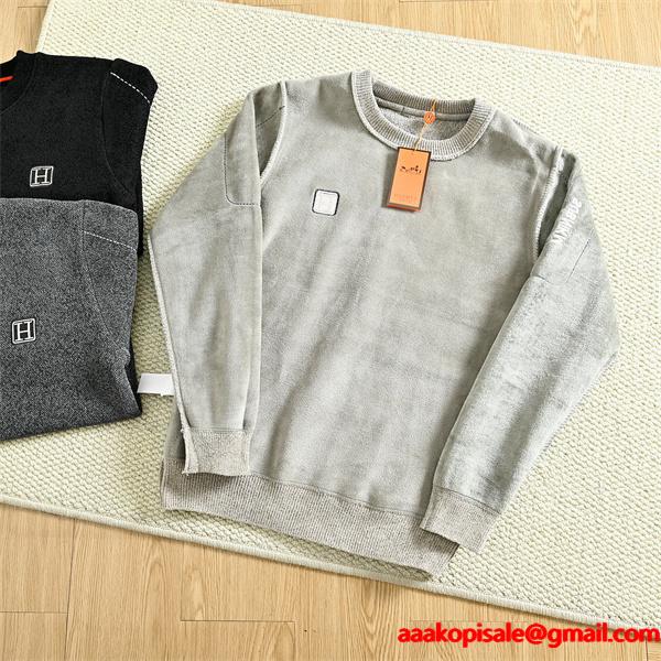 暖か グレー系 HERMES エルメス コピー ニットセーター ベーシック万能 人気