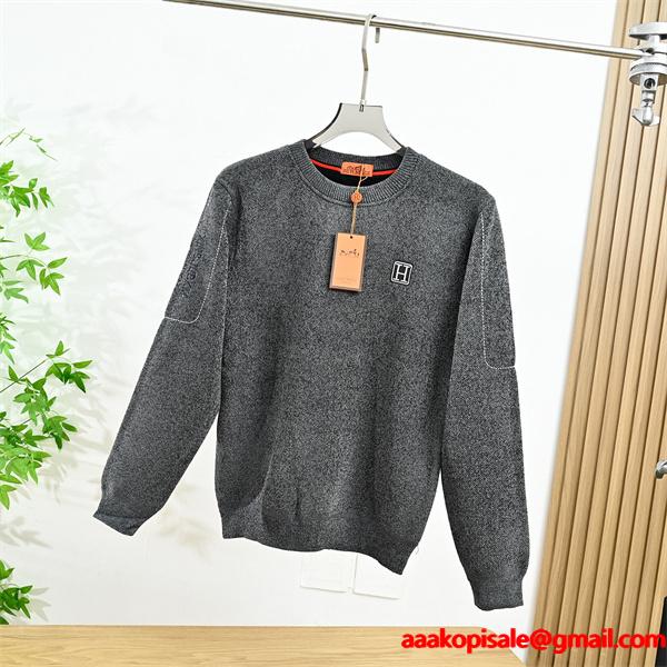 暖か グレー系 HERMES エルメス コピー ニットセーター ベーシック万能 人気