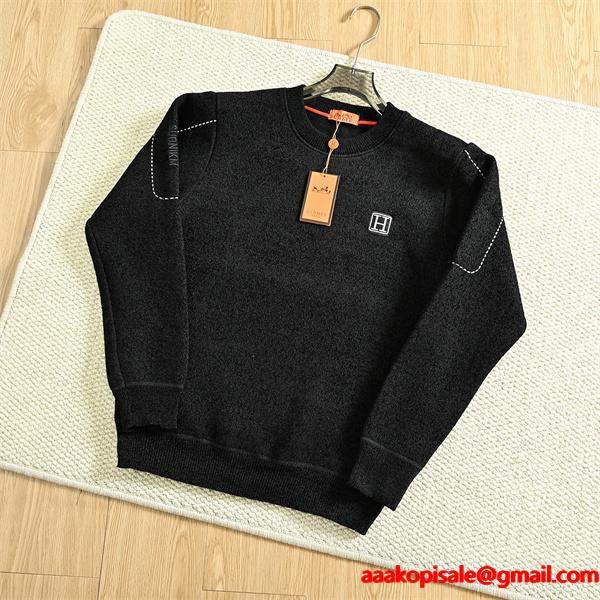 暖か グレー系 HERMES エルメス コピー ニットセーター ベーシック万能 人気