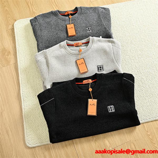 暖か グレー系 HERMES エルメス コピー ニットセーター ベーシック万能 人気