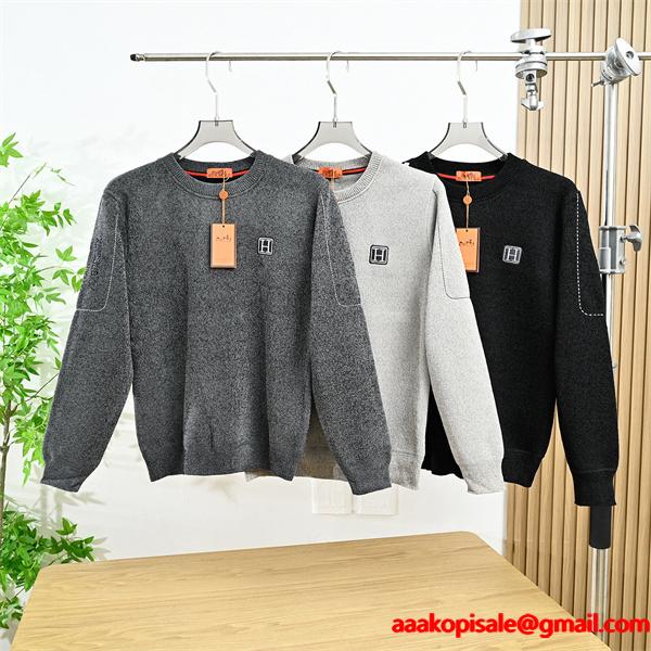 暖か グレー系 HERMES エルメス コピー ニットセーター ベーシック万能 人気