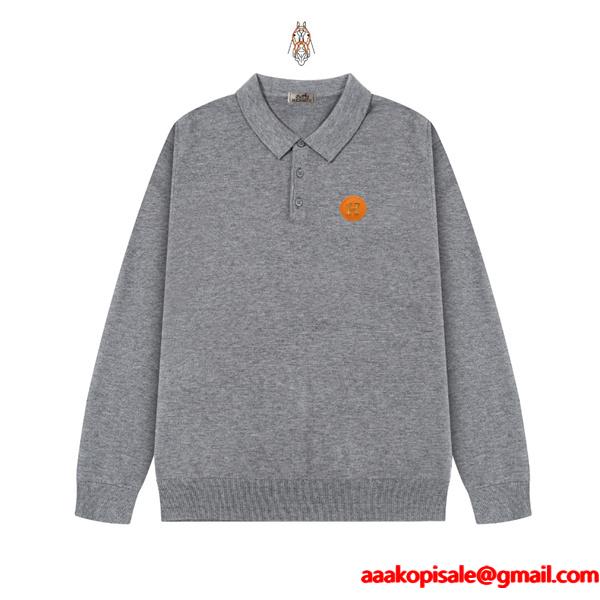 グレー 大人可愛い HERMES エルメス コピー ニット きれいめ万能セーター 新作注目