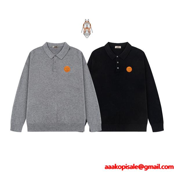 グレー 大人可愛い HERMES エルメス コピー ニット きれいめ万能セーター 新作注目