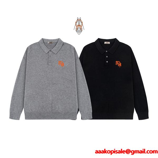 2025秋冬 クラシック グレー＆ブラック HERMES エルメス コピー ニット 大人洗練