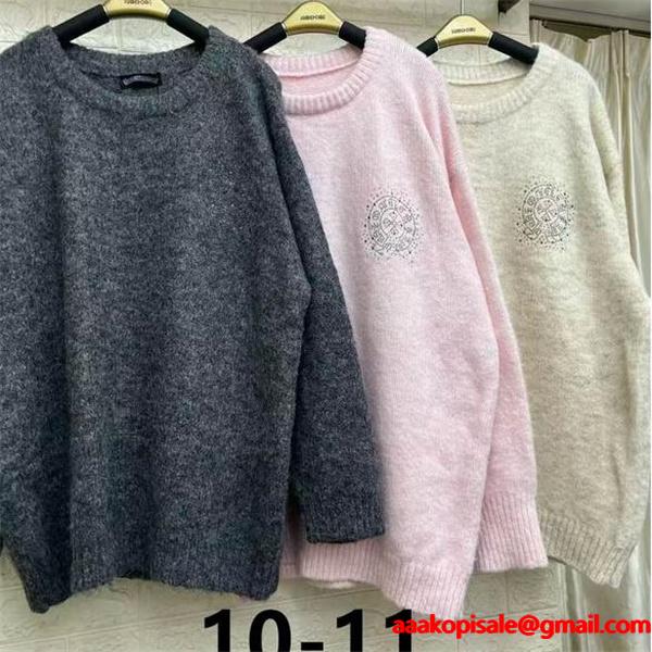 ふんわり 上品 グレー/ピンク CHROME HEARTS クロムハーツ コピー ニットセーター 暖かい 可愛い