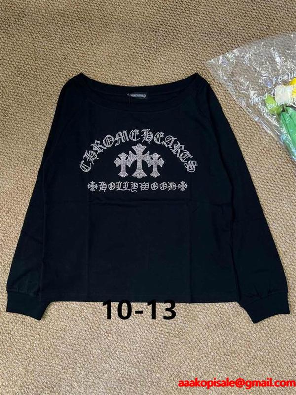 定番 ホワイト＆ブラック プリント クロムハーツ コピー 長袖Tシャツ カジュアル CHROME HEARTS