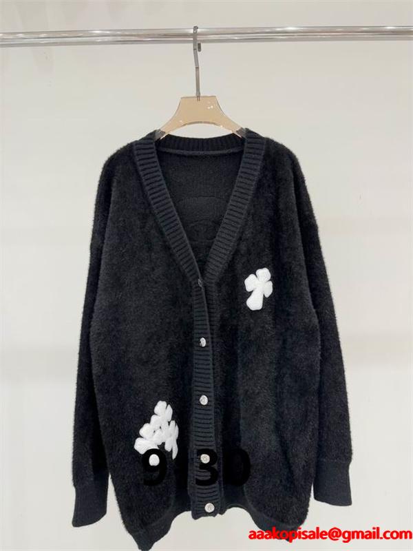 CHROME HEARTS クロムハーツ コピー 2025秋冬 ふわふわ 上質 ホワイト＆ブラック 刺繍 カーディガン