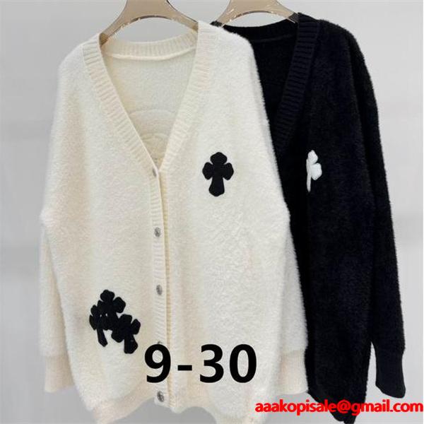 CHROME HEARTS クロムハーツ コピー 2025秋冬 ふわふわ 上質 ホワイト＆ブラック 刺繍 カーディガン