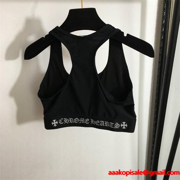 クロムハーツ コピー 2025秋冬 高級感 CHROME HEARTS ブラック CHロゴ スポーツブラ＆レギンスセット 美シルエット