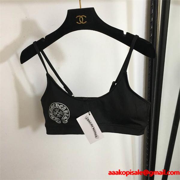 CHROME HEARTS シック ブラック クロムハーツ コピー スポーツブラ＆レギンスセット 大人スタイル
