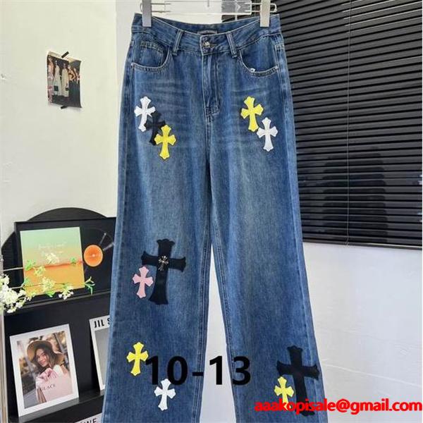 クロムハーツ コピー 2025秋冬 遊び心 高級感 CHROME HEARTS デニム 大人 カジュアル デニムパンツ