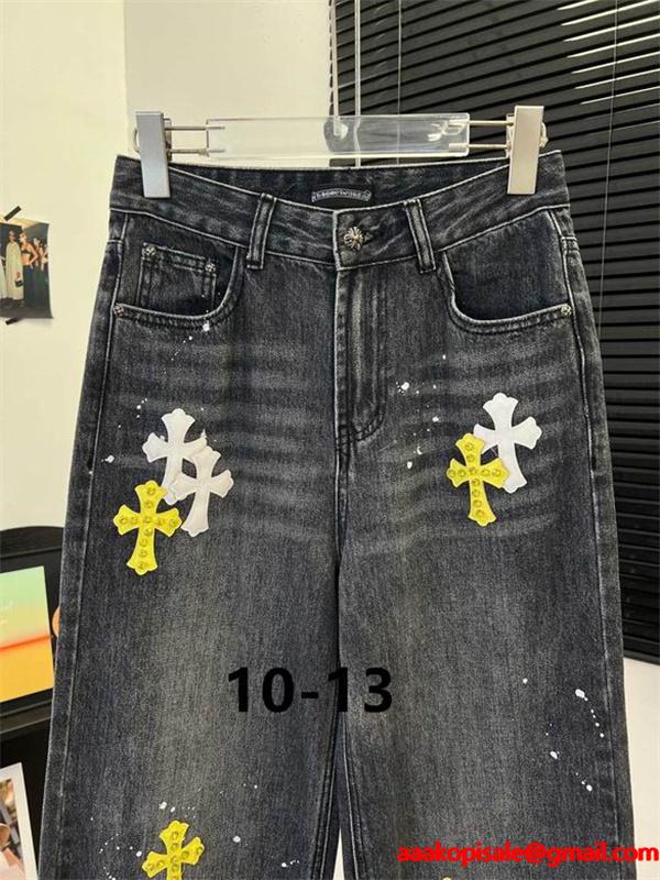 新作 グレーブラック 上質 クロムハーツ コピー ウォッシュ デザインデニム 抜群 CHROME HEARTS