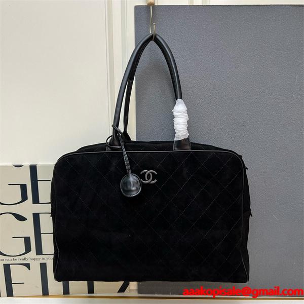 2025秋冬 CHANEL シャネル コピー トレンド 上品 ブラック スエード 通勤 人気 大容量 ハンドバッグ