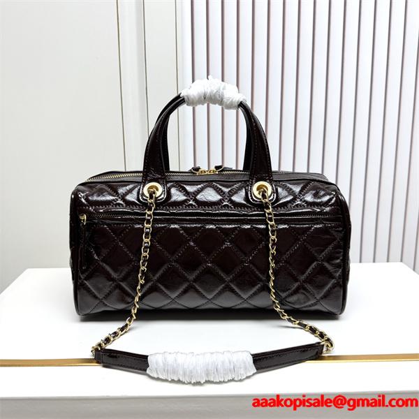 新作 ブラウン 大人可愛い 人気 旅行 高級感 CHANEL シャネル スーパーコピー ボストンバッグ