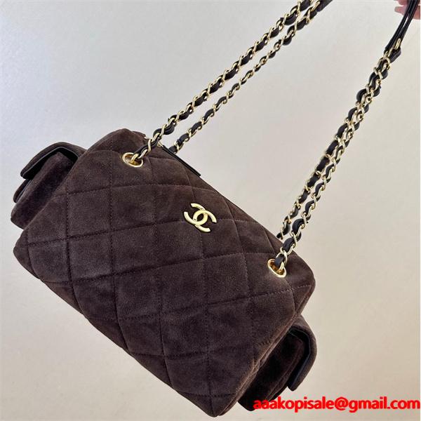 大人エレガント ブラウン スエード 高級感 CHANEL シャネル スーパーコピー ショルダーバッグ
