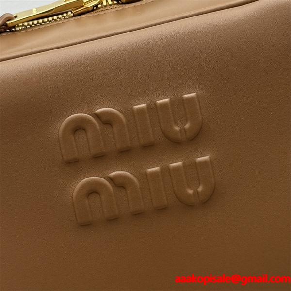 温もりキャメル 新作注目 シンプル上質 しっとりレザー ボックスバッグ MIUMIU ミュウミュウ コピー